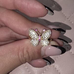 14K Gold Butterfly Ring with Pink Accents (Oct Babies💕)